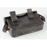 Ammo pouch, 19th century, black leather, possibly American Civil War with various stampings inside