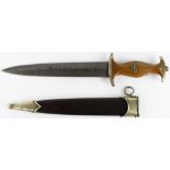 German Nazi SA Dagger with black painted scabbard. Blade maker marked 'RICH.ABR.HERDER Solingen'.