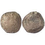 Charles I halfcrown type, Group IV, mm. Triangle in circle, S.2779, 14.60g, toned VF, weak in