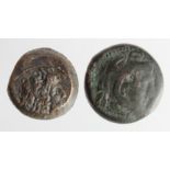 Ancient Greek (2) bronze coins: Ptolemaic Egypt 9.68g, off-centre VF, and Alexander the Great 11.