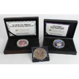 British Commemorative Medals (3) NumisProof: 2x 2oz silver proof cased with certs, and one gilt base