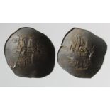 Byantine Empire: 2x bronze scyphate coins, 3.09g and 2.92g, aVF