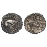 Ancient British Iron Age Celtic silver unit of the Iceni, mid to late 1stC BC, boar / horse type,