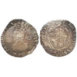 Charles I shilling, type 3b, no inner circles, plume above shield, mm. Crown, S.2793, 5.81g, Fine.