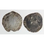 Charles I Shillings (2) both mm. Triangle in circle, irregular flan toned GF, and F