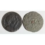 Farthings (2) William & Mary: 1694 single exergue, broken barred A's in BRITANNIA, Peck 619 or