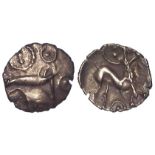 Ancient British Iron Age Celtic silver unit of the Corieltauvi, boar / horse type II, S.397, 1.