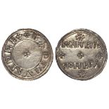 Anglo-Saxon silver penny of Eadmund, 939-946 AD, Small Cross / Two Line type with rosettes above and