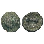 Ancient British Iron Age Celtic bronze unit, unidentified, appears to be a CA M, corn ear obverse as