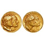 Ancient Greek: Ptolemaic Kingdom of Egypt, Ptolemy II Philadelphos & Arsinoe II gold half mnaieion