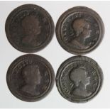 Farthings (4) George I varieties: 1719 large letters Fair; 1719 large letters, no stops obv.,