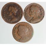 Farthings (3) Charles II varieties: 1672 no stop reverse, Cooke 759 (different dies) very rare,