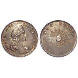 Farthing, William III pattern or medalet in silver, 'NON. DEVIO.' sun type, plain edge, Montagu