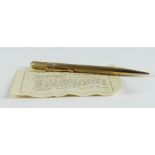 9ct Gold propelling pencil by rose, hallmarked 'London 1958', total weight 22.8g approx.