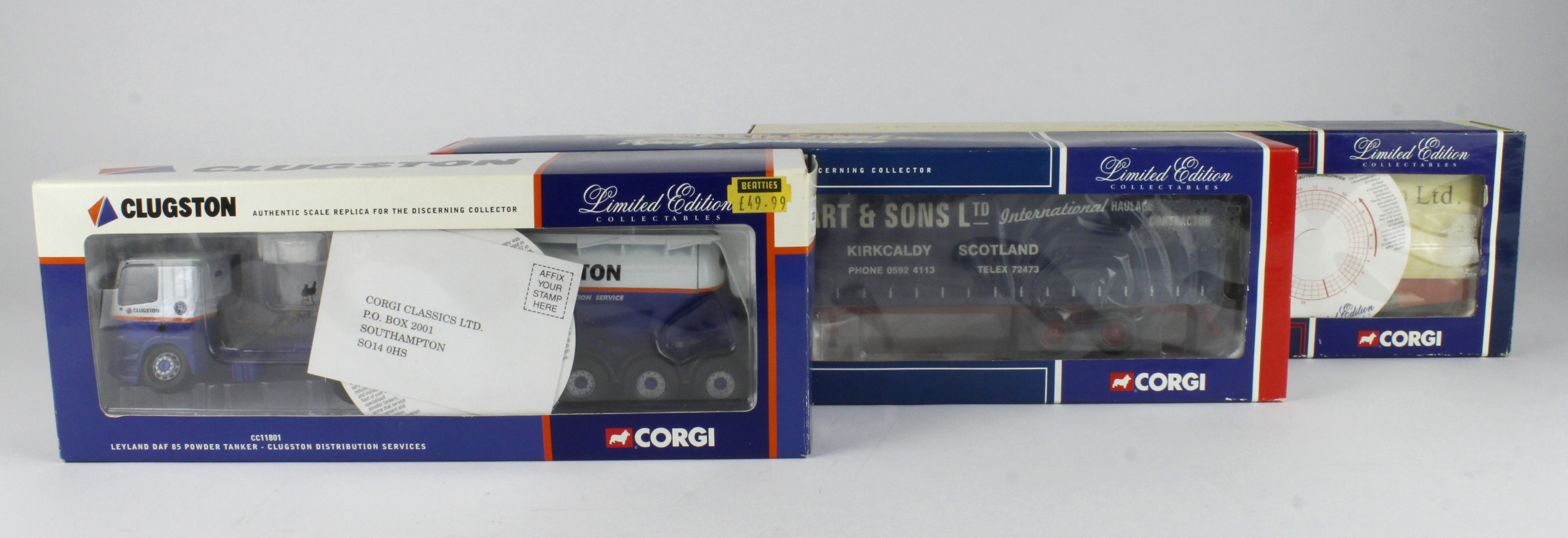 Corgi. Three boxed Corgi 1:50 scale limited edition diecast models, comprising J. R. Harding &