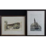 Pair of hand tinted etchings by H S Simpson. Glazed and framed. Measure approx 23cm x 33cm