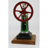 Vertical live steam stationary engine by Williamson Brothers (Kendal), on an oak base, total