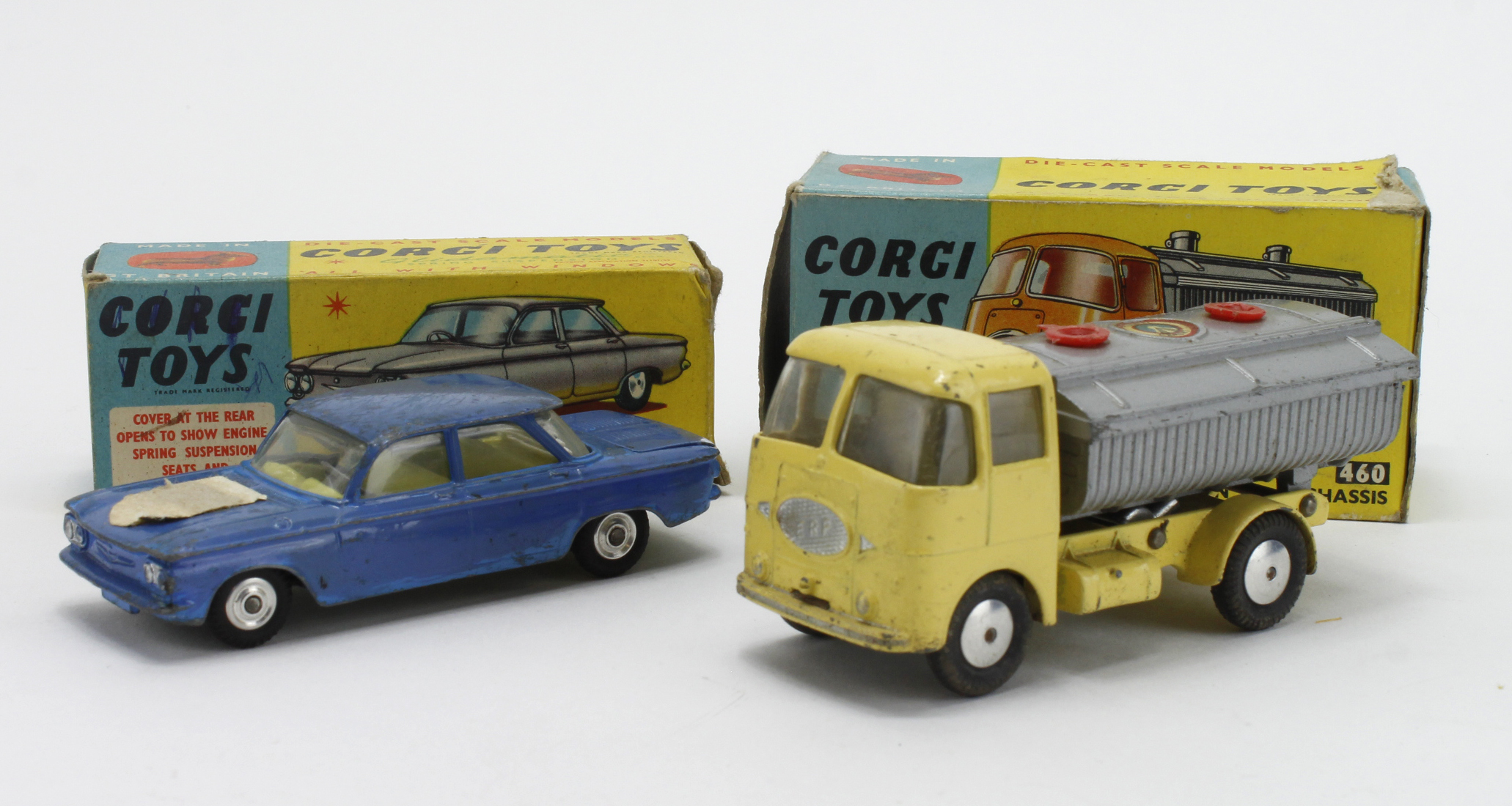 Corgi Toys. Two boxed Corgi models, comprising Neville Cement Tipper Body (no. 460) & Chevrolet