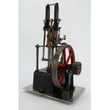 Vertical live steam stationary engine possibly by Stuart, total height 37.5cm, width 18cm, depth