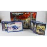 Warhammer 40k. A collection of nine boxed Warhammer 40k sets, including Imperial Sector, Space