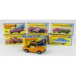 Matchbox. Seven boxed Matchbox models, comprising no. 6 (Mercedes 350SL); 9 (Boat and Trailer);