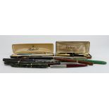 Fountain Pens. A group of approximately twenty-two fountain pens, pencils, etc., makers include