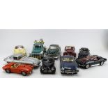 Model Cars. Ten Large scale diecast model cars & trucks, makers include Ertl, Welly, Burago, etc.