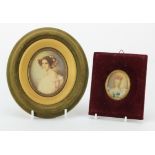 Two portrait miniatures. The first depicting Marie Antoinette. Signed Dimarch. Image measures approx
