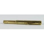 Scarce Pullman yellow metal fountain pen (push up action), with 14ct Gold Pullman nib, length 13.5cm