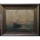Local interest. Gowers, Arthur (Ipswich 1863-1903) Oil on Canvas depicting an anchored fishing