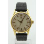 Gents 18ct cased Omega seamaster automatic wristwatch, circa 1960. The cream dial with gilt baton