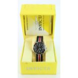 Gents Invicta stainless steel cased wristwatch. The circular black dial with rotating bezel,