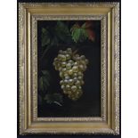 Bunch of grapes. Manner of Joaquina Serrano y Bartolome. Oil on canvas. Unsigned. Canvas measures