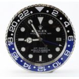 Advertising Wall Clock. Black & Blue (Batman) 'Rolex' style advertising wall clock, black dial reads