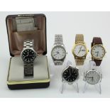 Assortment of gents wristwatches (5) includes Tissot PR100, Citizen, Rotary etc. Mainly quartz but