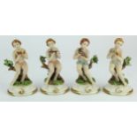 Capodimonte. Four Cherub figures by Capodimonte, makers mark to base of each, height 12.5cm approx.