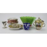 Ceramics. A group of six various ceramic bowls, egg cup, etc., including Meissen, Beswick etc.