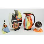 Lorna Bailey. Four various Lorna Bailey pieces, comprising limited edition buterfly vase (2/75); '