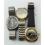 Three gents automatic wristwatches. Timex & Seiko x2. All working when catalogued