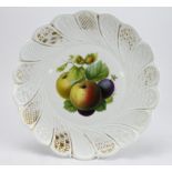 Meissen, late 19th century plate , hand decorated with fruit - the gilding is a bit worn