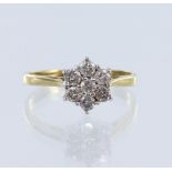 18ct yellow gold diamond ring, set with seven round brilliant cut diamonds, total weight approx 0.