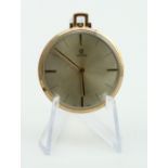 Gents 9ct cased open face pocket watch by Vertex. Approx 40mm dia, total weight 28g, watch working