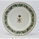 Mintons Porcelain Plate from the Balmoral Castle Service. Centre monogram for Victoria and Albert in