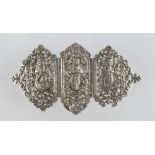 White metal Middle Eastern two piece buckle, length 13cm, weight 66.5g approx.