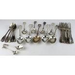 Assortment of mid 19th century Victorian flatware, all seem to be by Chawner & Co (George William