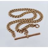 9ct "T" bar pocket watch chain (each link stamped), approx length 30cm , weight 24.9g (no end