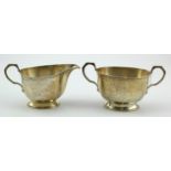 Silver sugar bowl & milk jug, hallmarked 'SLd, Birmingham 1941' , weight 7.7oz. approx.