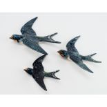 Beswick. Three Beswick swallow wall plaques, comprising 757-0, 757-1 & 757-2