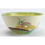 Clarice Cliff Bizarre 'Aurea' pattern bowl, small chip to rim, diameter 20.5cm approx.