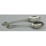 Two silver rat-tail, Dog-nose pattern teaspoons both c. 1710-1715 - marks very difficult to fully